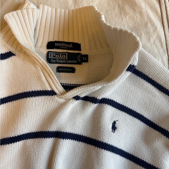 Ralph Lauren Stripes White and Navy Sweater Cropped - Picture 2 of 4